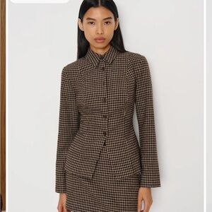 Stunning Y2K •GEORGIOU• 3 piece Brown Checkered Blazer, Vest Skirt combo SZ8